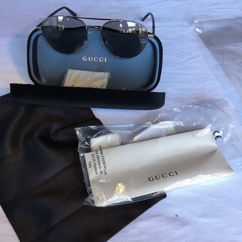 NWT Gucci Aviator Ruthenium Sunglasses - Picture 8 of 8